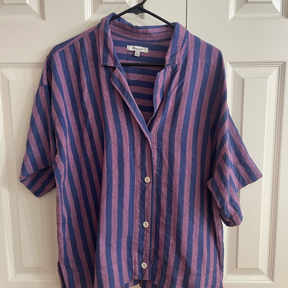 Madewell Purple and Blue Striped Shirt